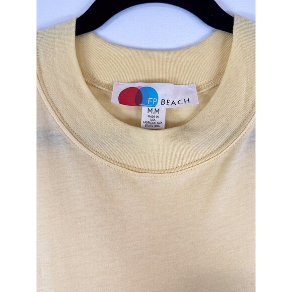 Free People FP Beach Womens Dress Yellow All Day Long Midi T Shirt Slit Medium - Picture 4 of 11